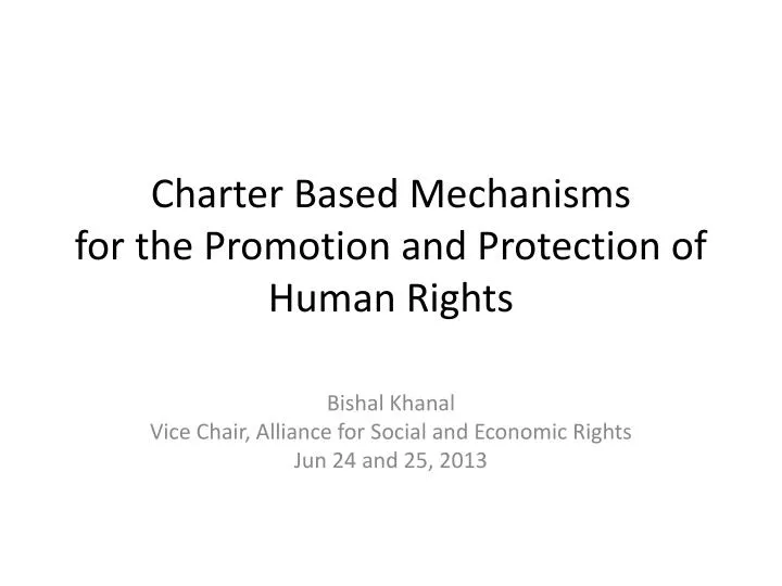 charter based mechanisms for the promotion and protection of human rights