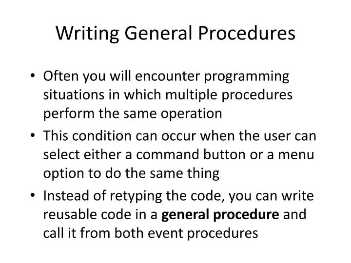 writing general procedures