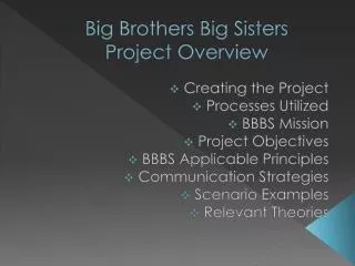 Big Brothers Big Sisters Project Overview