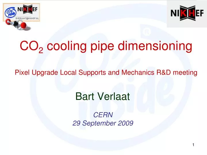 co 2 cooling pipe dimensioning pixel upgrade local supports and mechanics r d meeting