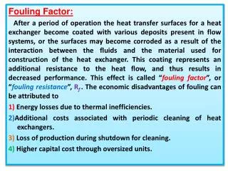 Fouling Factor: