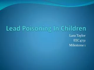 Lead Poisoning In Children
