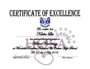Certificate of Excellence