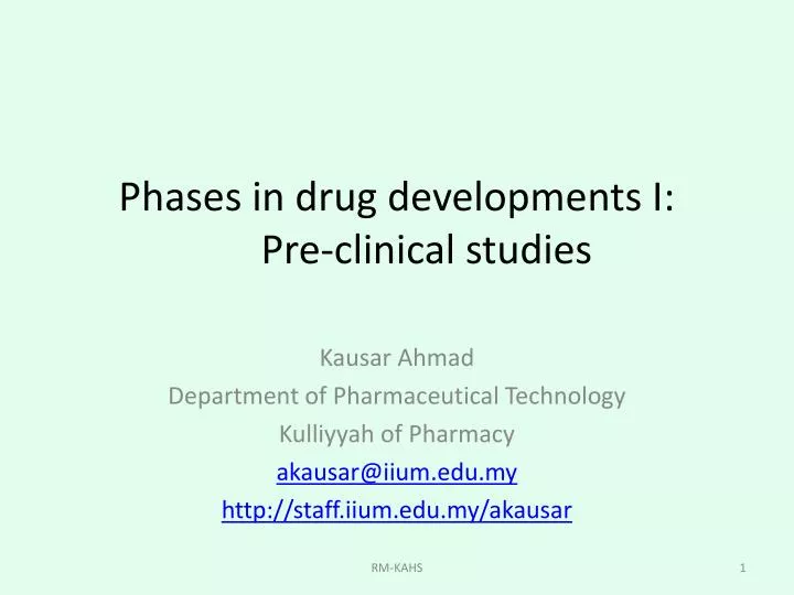 phases in drug developments i pre clinical studies