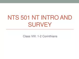 NTS 501 NT Intro and Survey