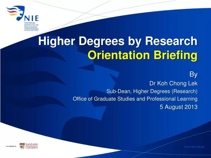 higher degrees by research orientation briefing