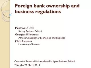 Foreign bank ownership and business regulations