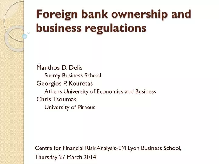 foreign bank ownership and business regulations