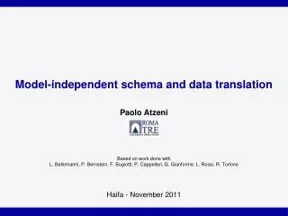 Model-independent schema and data translation