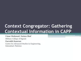 Context Congregator: Gathering Contextual Information in CAPP