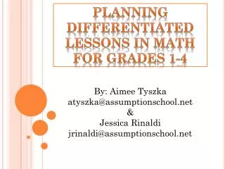 Planning differentiated lessons in math for grades 1-4