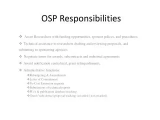 OSP Responsibilities