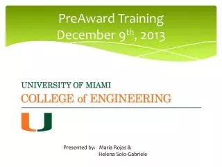 PreAward Training December 9 th , 2013