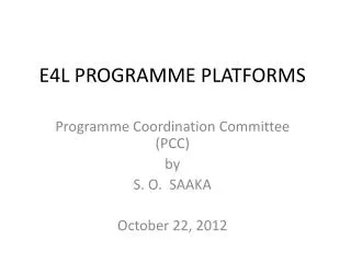 E4L PROGRAMME PLATFORMS