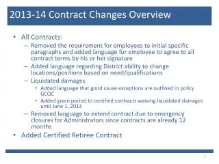 2013-14 Contract Changes Overview
