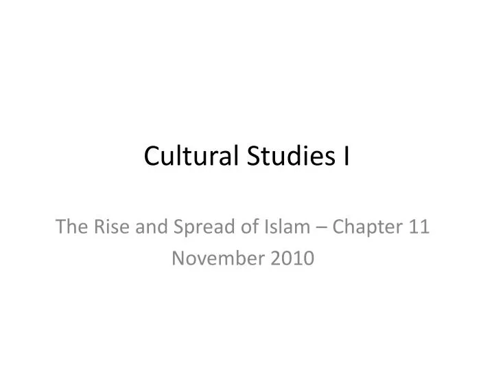 cultural studies i