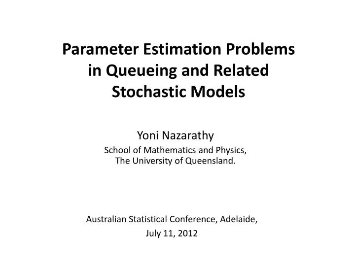 parameter estimation problems in queueing and related stochastic models