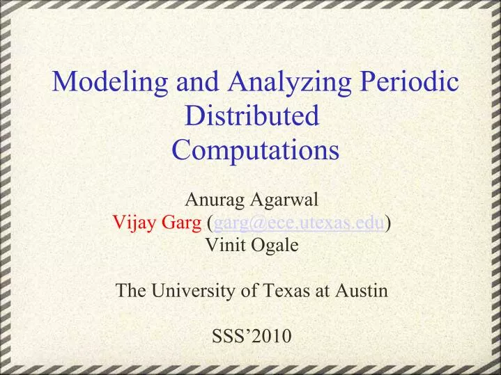 modeling and analyzing periodic distributed computations