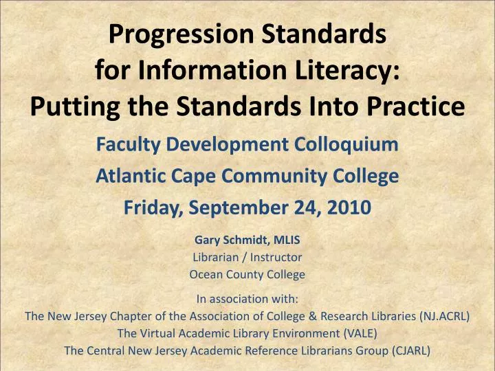 progression standards for information literacy putting the standards into practice