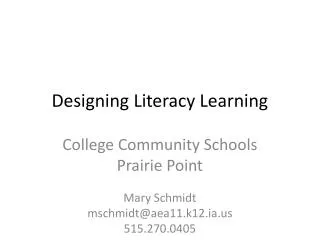 Designing Literacy Learning