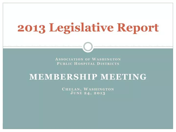 2013 legislative report