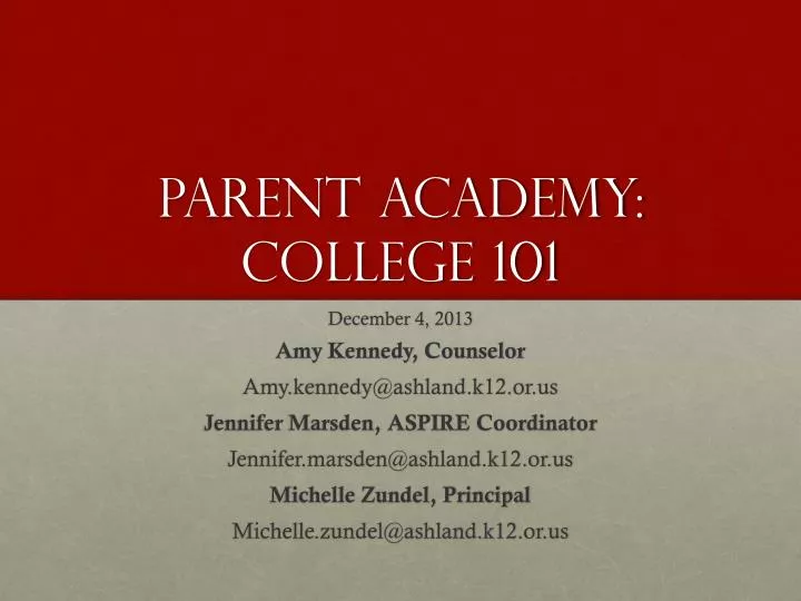 parent academy college 101