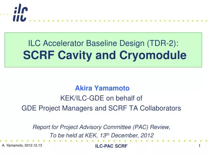 ilc accelerator baseline design tdr 2 scrf cavity and cryomodule