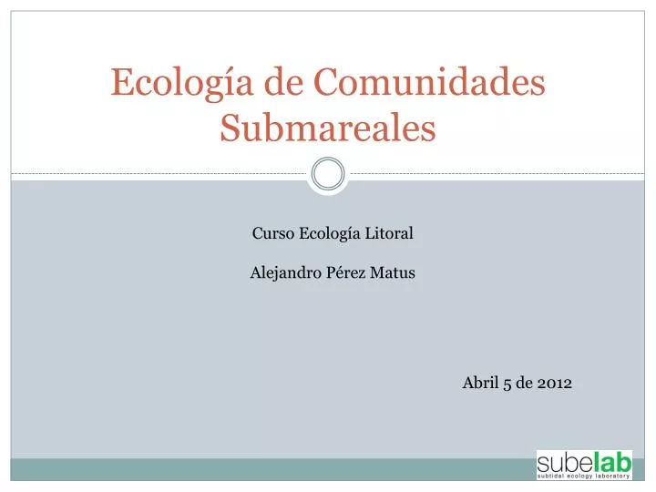 ecolog a de comunidades submareales