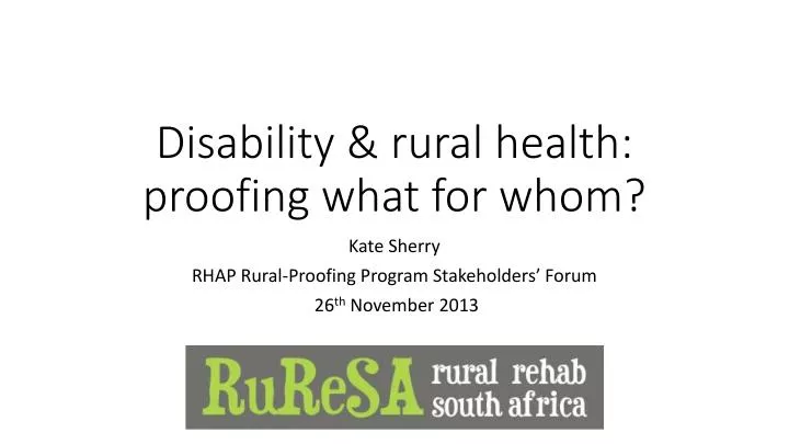 disability rural health proofing what for whom