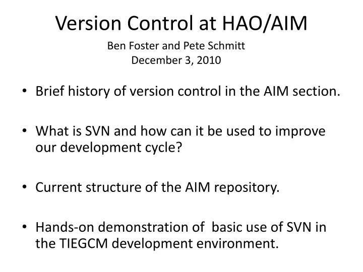 version control at hao aim