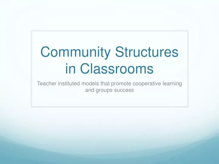 community structures in classrooms