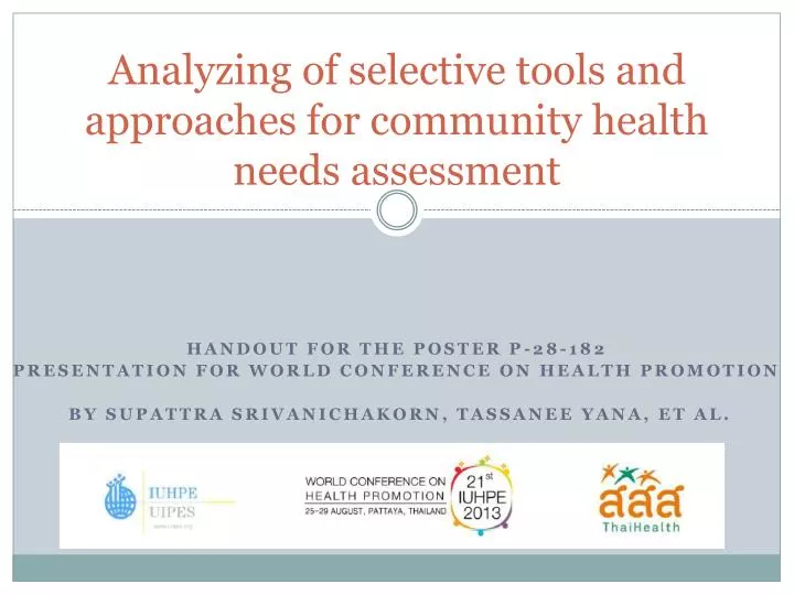 analyzing of selective tools and approaches for community health needs assessment