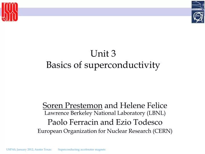 unit 3 basics of superconductivity