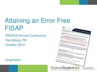 Attaining an Error Free FISAP