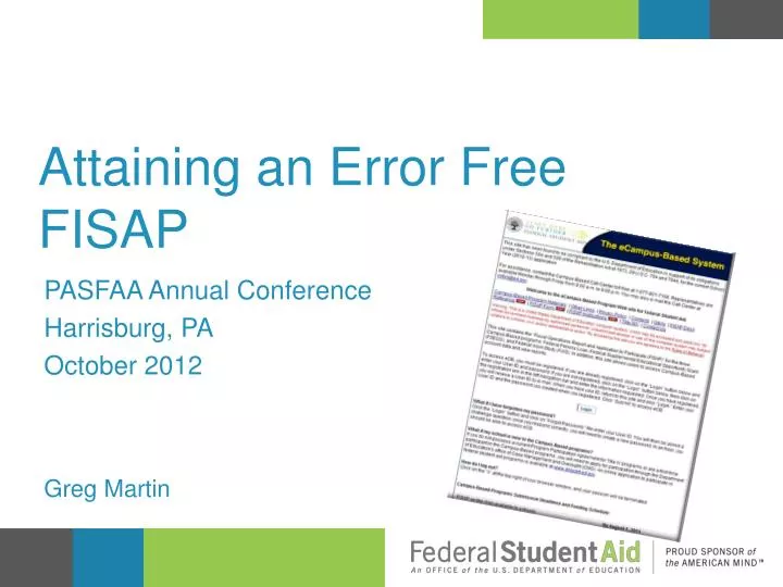 attaining an error free fisap