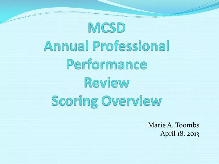mcsd annual professional performance review scoring overview