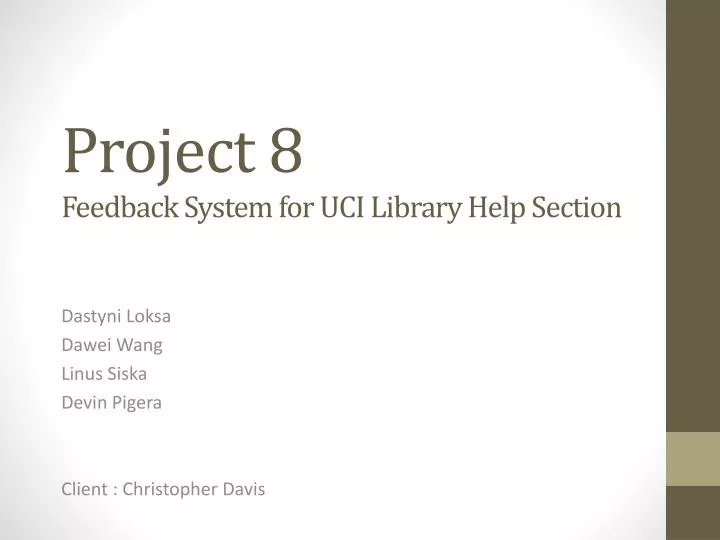 project 8 feedback system for uci library help section