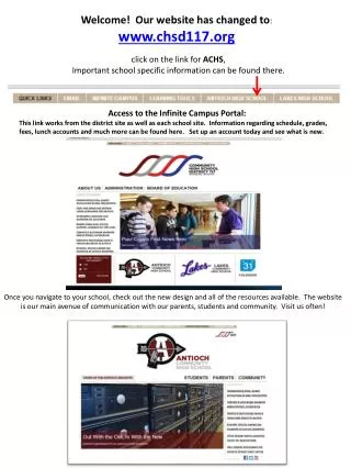 Welcome! Our website has changed to : www.chsd117.org