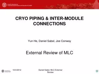 CRYO PIPING &amp; INTER-MODULE CONNECTIONS