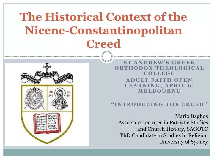 the historical context of the nicene constantinopolitan creed