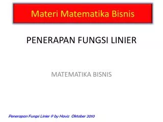 PENERAPAN FUNGSI LINIER