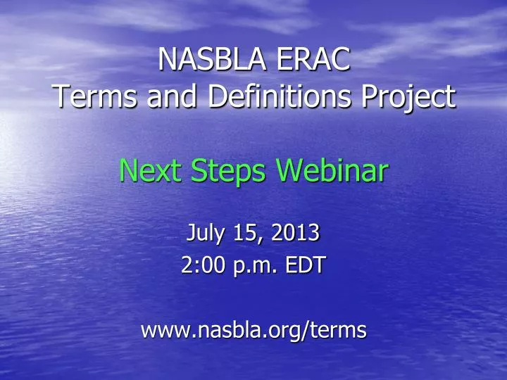 nasbla erac terms and definitions project next steps webinar