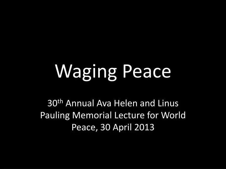 waging peace