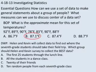 4-18-13 Investigating Statistics