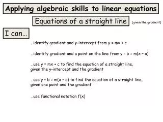 Equations of a straight line