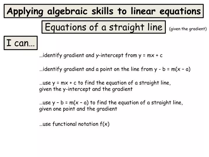 equations of a straight line