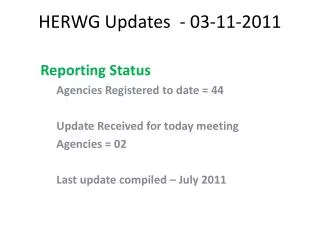 HERWG Updates - 03-11-2011
