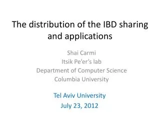 the distribution of the ibd sharing and applications