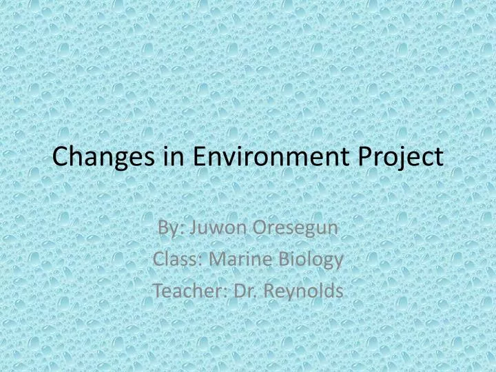 changes in environment project