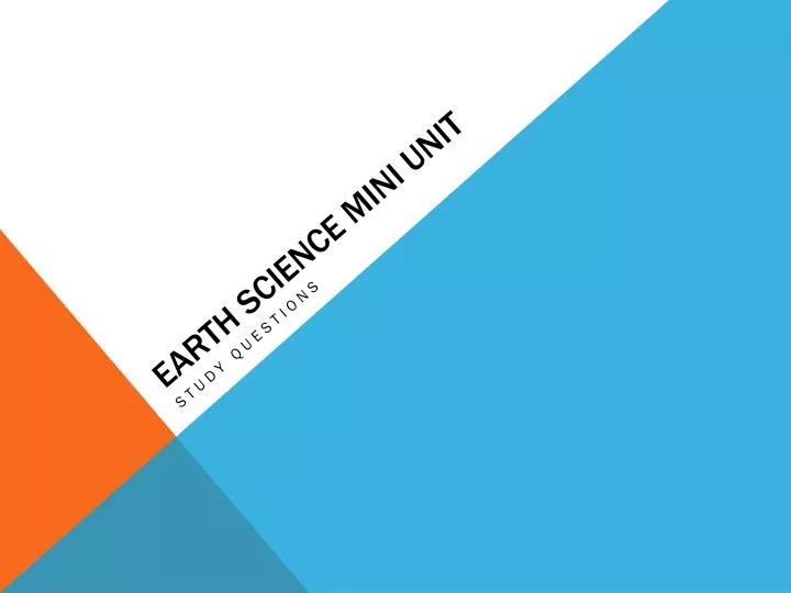 earth science mini unit